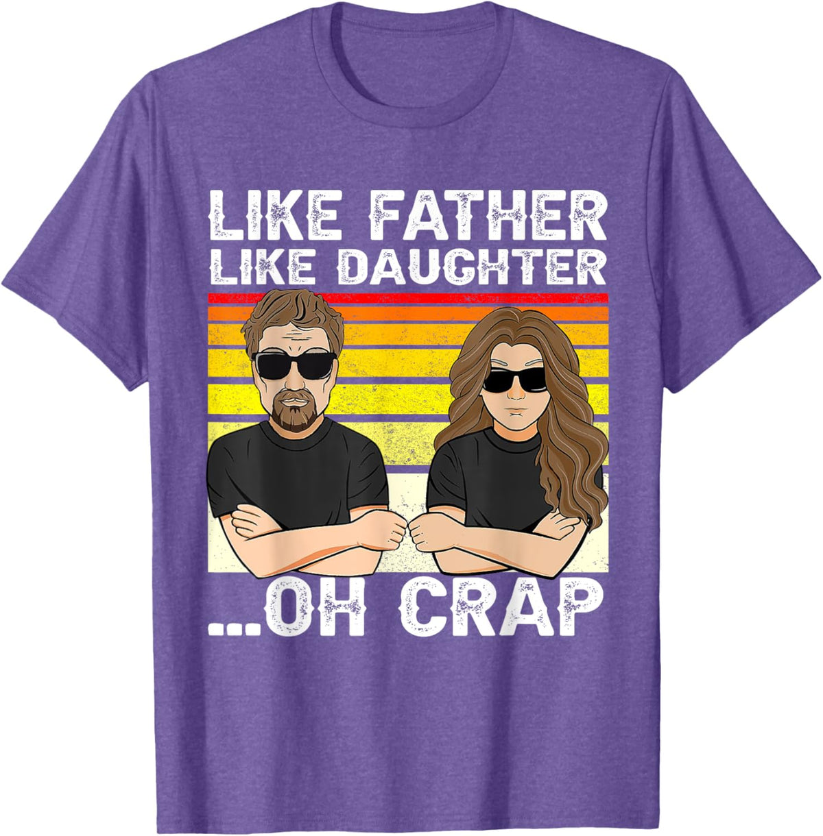 Vintage Retro Dad and Daughter Family Matching Tee - Like Father Like Daughter Oh Crap - Funny Fathers Day T-Shirt - Black - Women's - Small - Short Sleeve - Cotton 100%