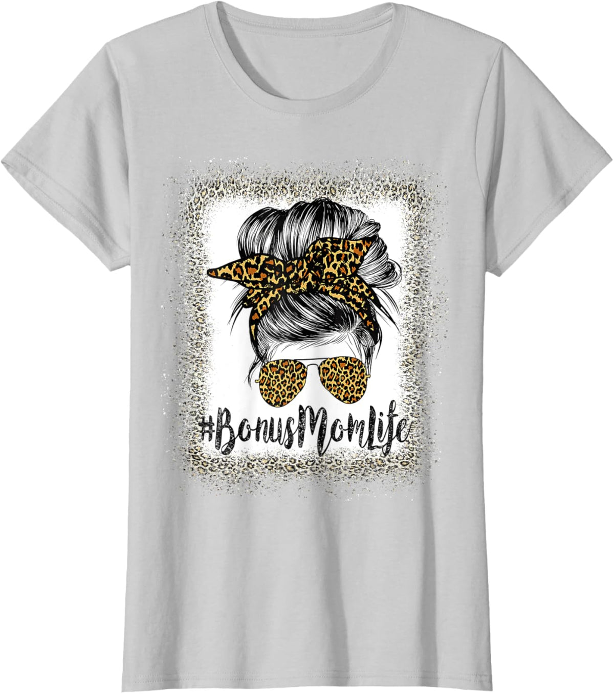 Bonus Mom Life Hair Bandana Glasses Leopard Mother's Day T