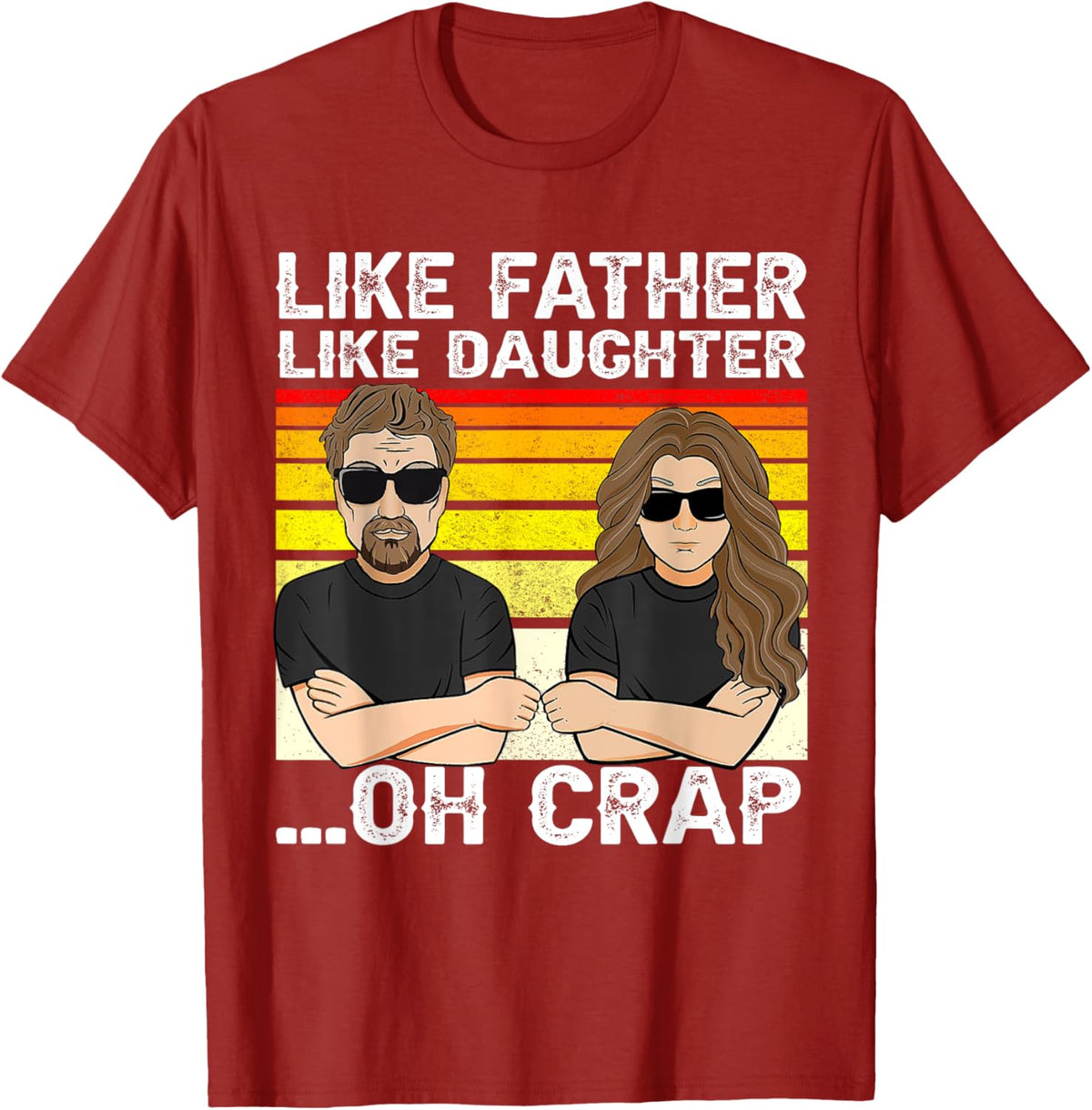 Vintage Retro Dad and Daughter Family Matching Tee - Like Father Like Daughter Oh Crap - Funny Fathers Day T-Shirt - Black - Women's - Small - Short Sleeve - Cotton 100%