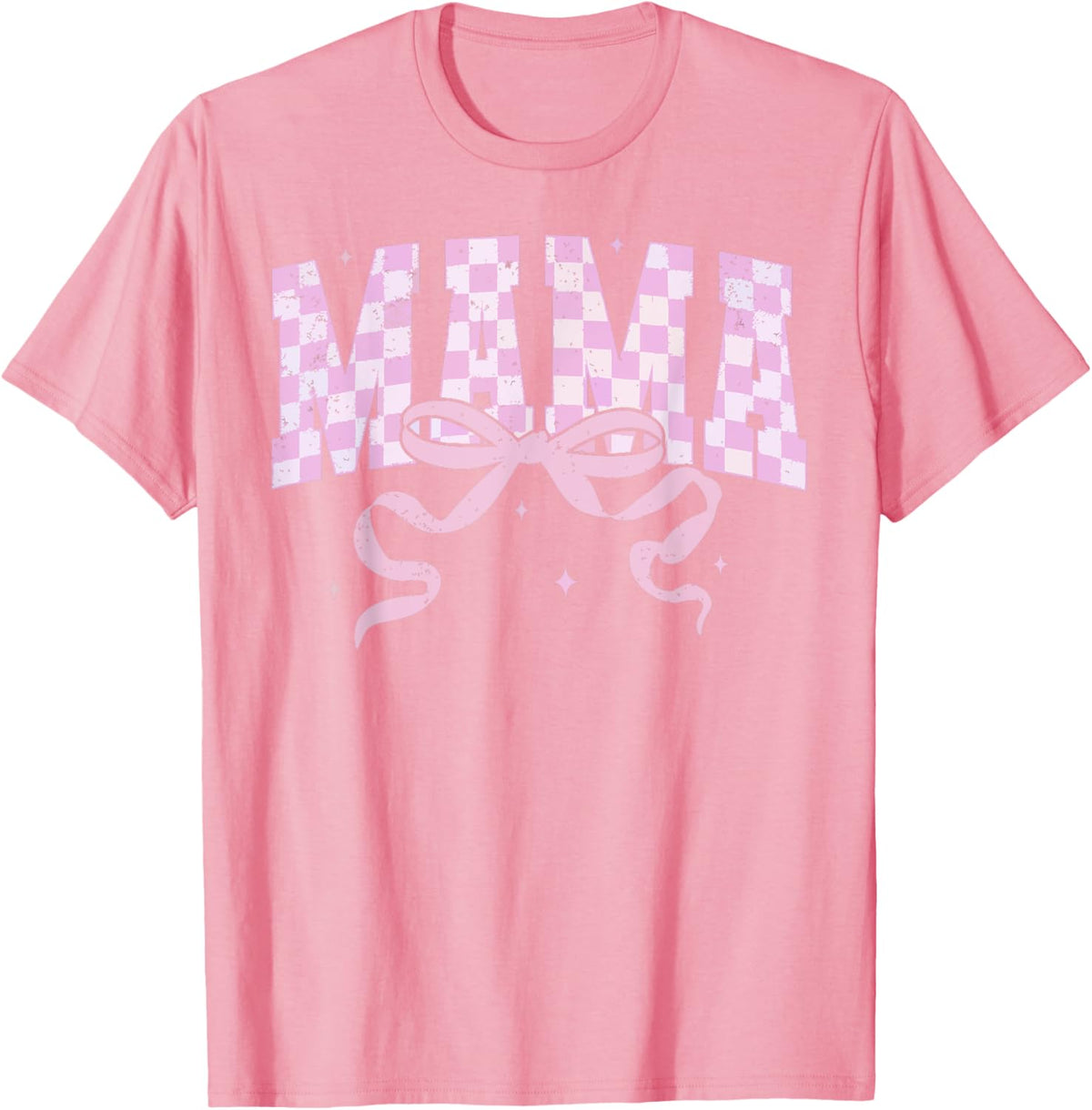 Retro Checkered Mama Coquette Mother's Day Pink Bow