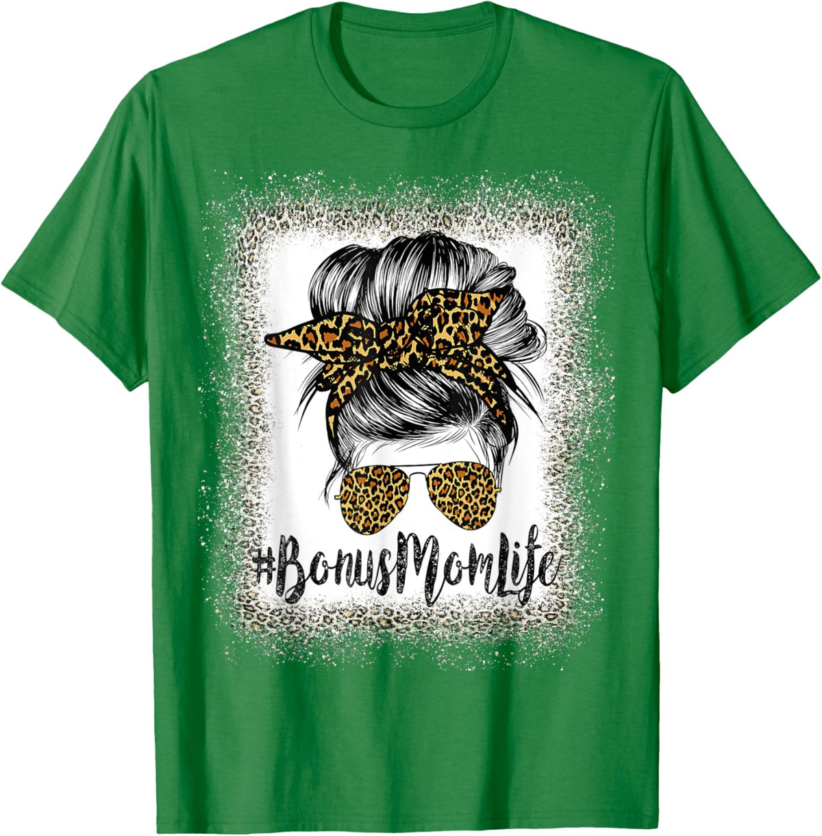 Bonus Mom Life Hair Bandana Glasses Leopard Mother's Day T