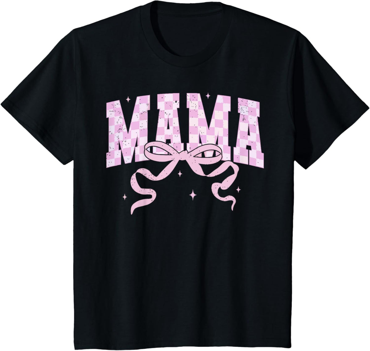 Retro Checkered Mama Coquette Mother's Day Pink Bow