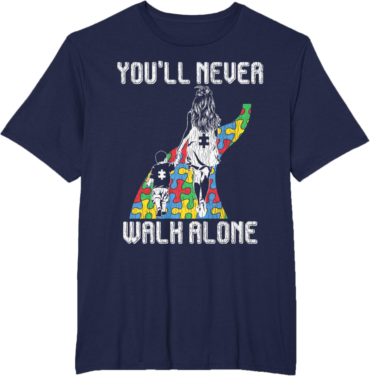 Vintage Mother Son Family Autistic Kids Autism Awareness Mom