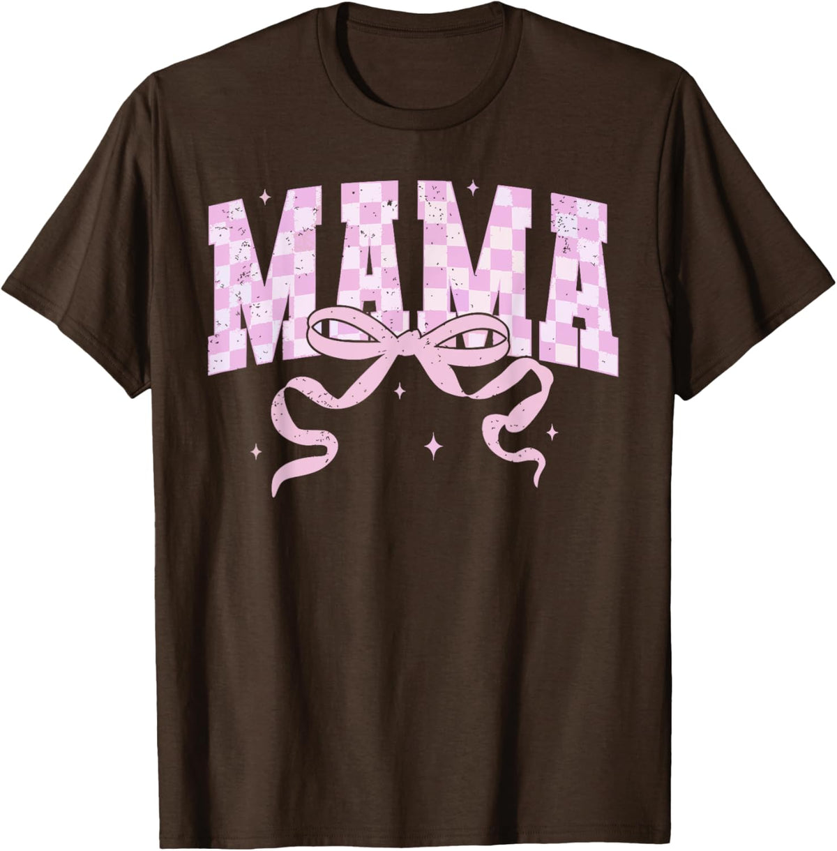 Retro Checkered Mama Coquette Mother's Day Pink Bow