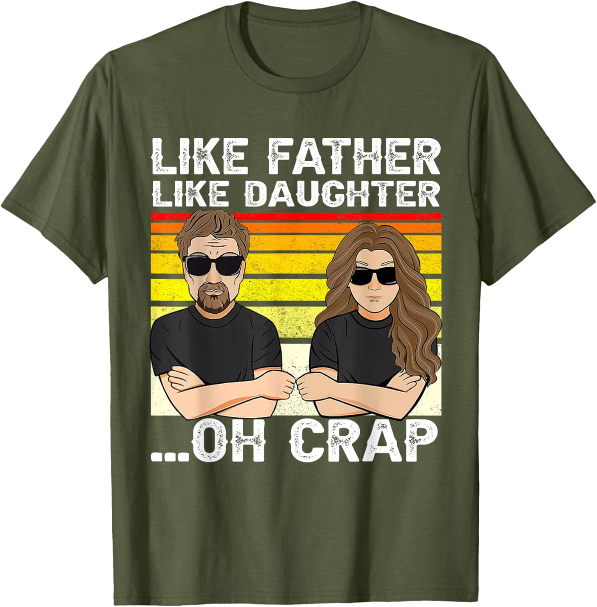 Vintage Retro Dad and Daughter Family Matching Tee - Like Father Like Daughter Oh Crap - Funny Fathers Day T-Shirt - Black - Women's - Small - Short Sleeve - Cotton 100%