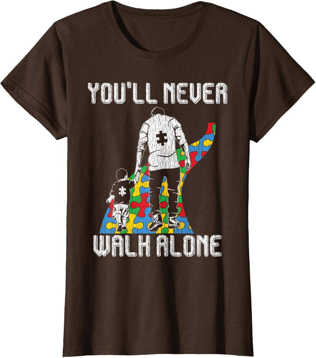 Vintage Father Son Family Autistic Kids Autism Awareness Dad