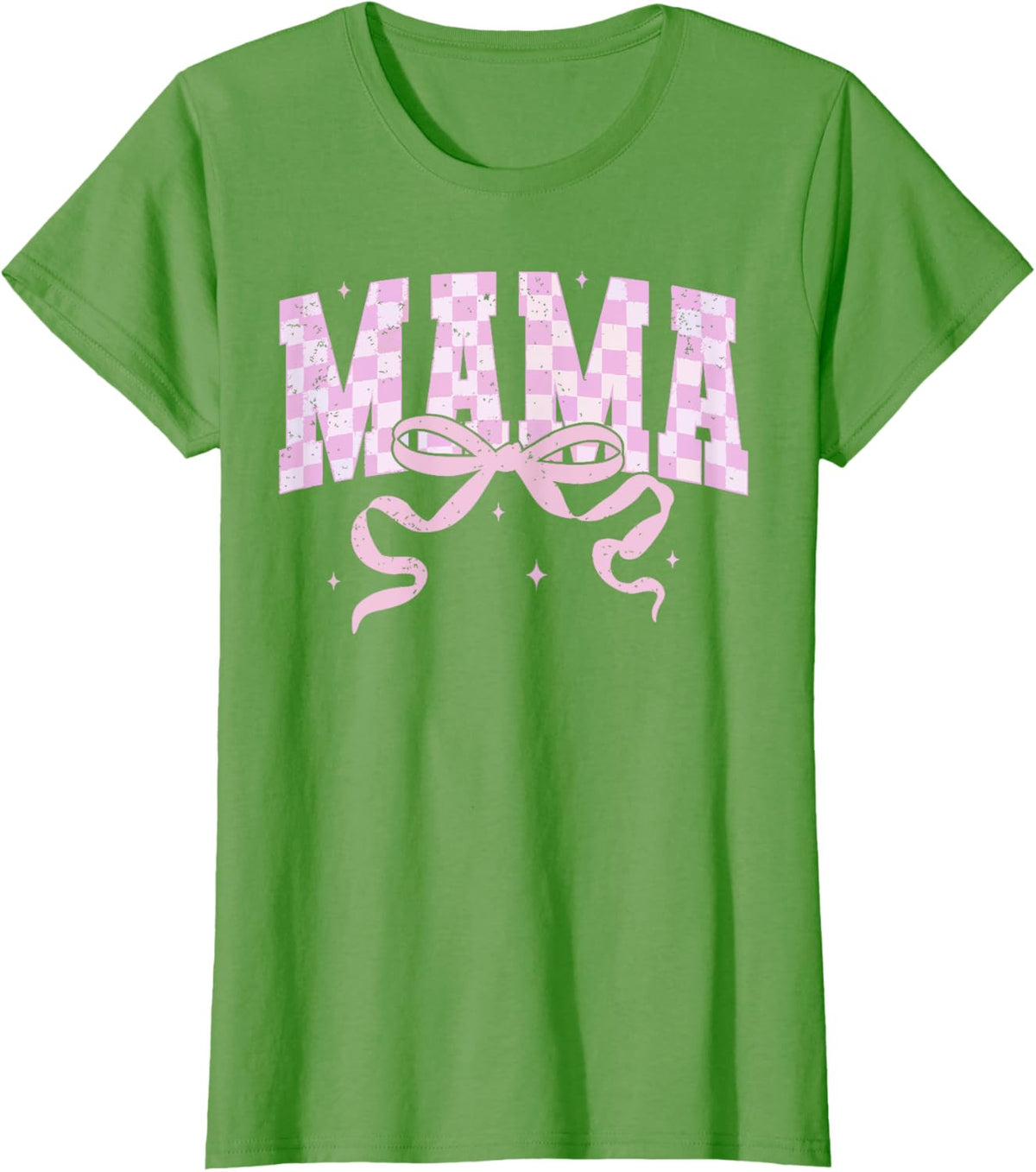 Retro Checkered Mama Coquette Mother's Day Pink Bow