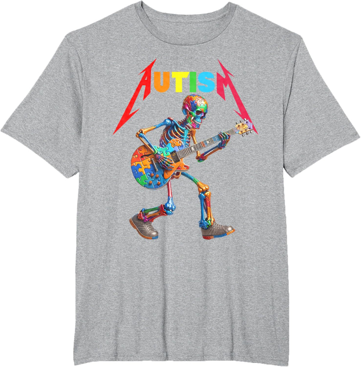 Autism Skeleton Guitar Rock Puzzle Music Autism Awareness